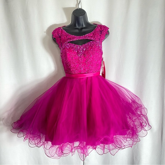 Fuchsia Homecoming Dresses,Short Homecoming Dress,Homecoming Dress for Teens sz0 - Picture 1 of 16